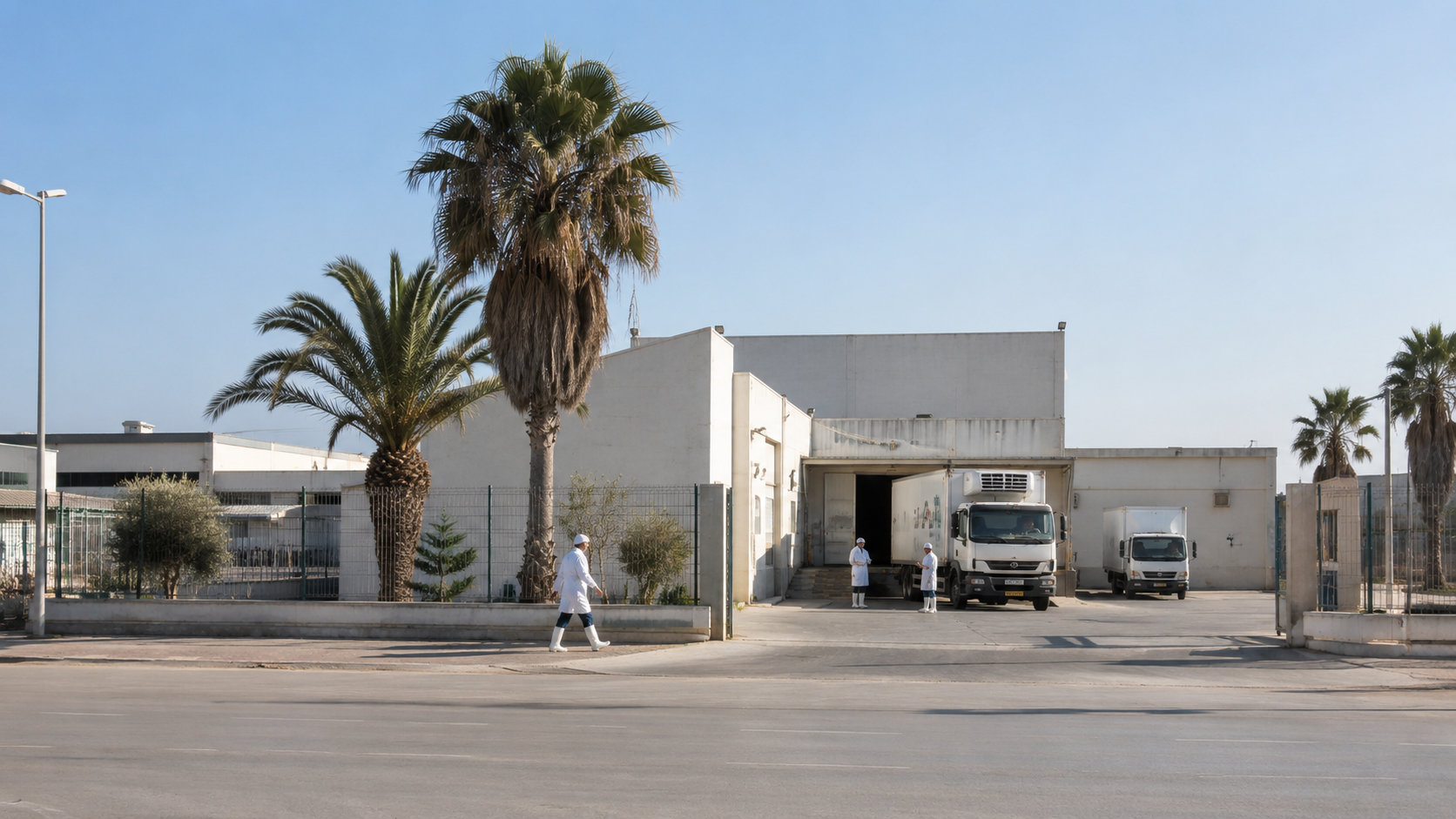 Portes d'entrée de l'usine Carthage Meat Industries et périmètre de chargement sécurisé